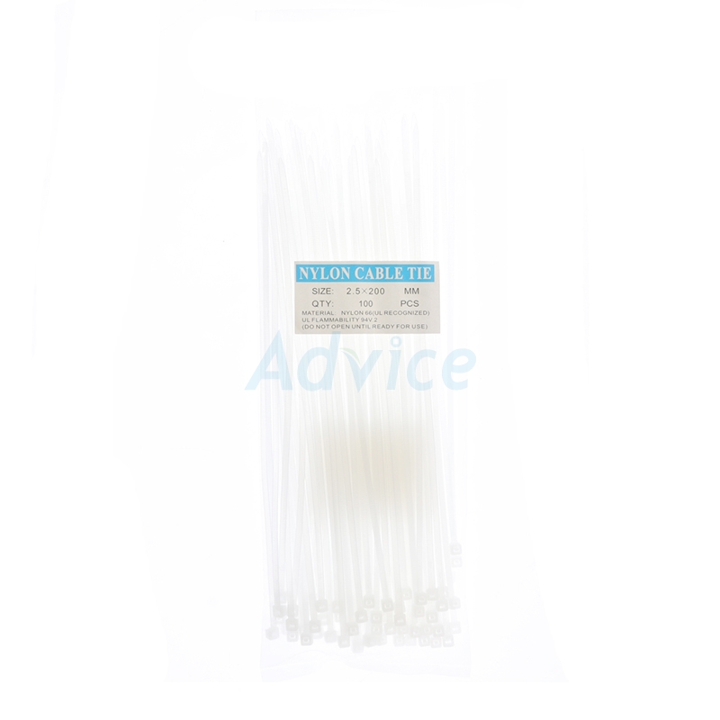 Tool สายรัด 2.5*200mm (100/pack) White                                          