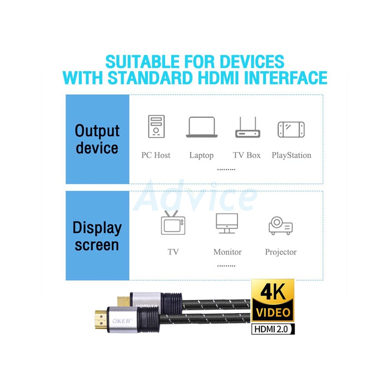 Cable HDTV 4K (V.2.0) M/M (5M) OKER HD903 | Advice จ.กรุงเทพฯ สาขา A013 ...