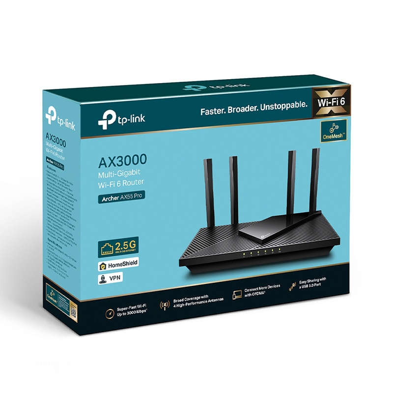 Router TP-LINK (Archer AX55 PRO) Wireless AX3000 Dual-Band Gigabit Wi-Fi 6