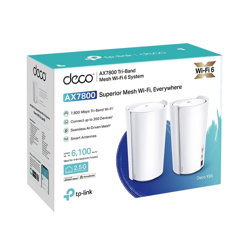 Whole-Home Mesh TP-LINK (Deco X95) Wireless AX7800 Dual Band WI-FI 6 (Pack 2)