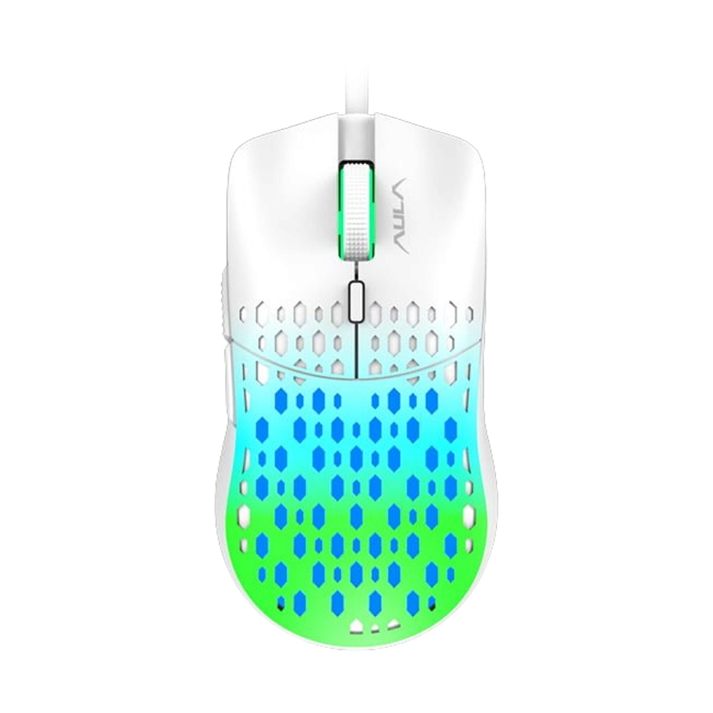 MOUSE AULA S11PRO WHITE GREEN (เมาส์สาย)