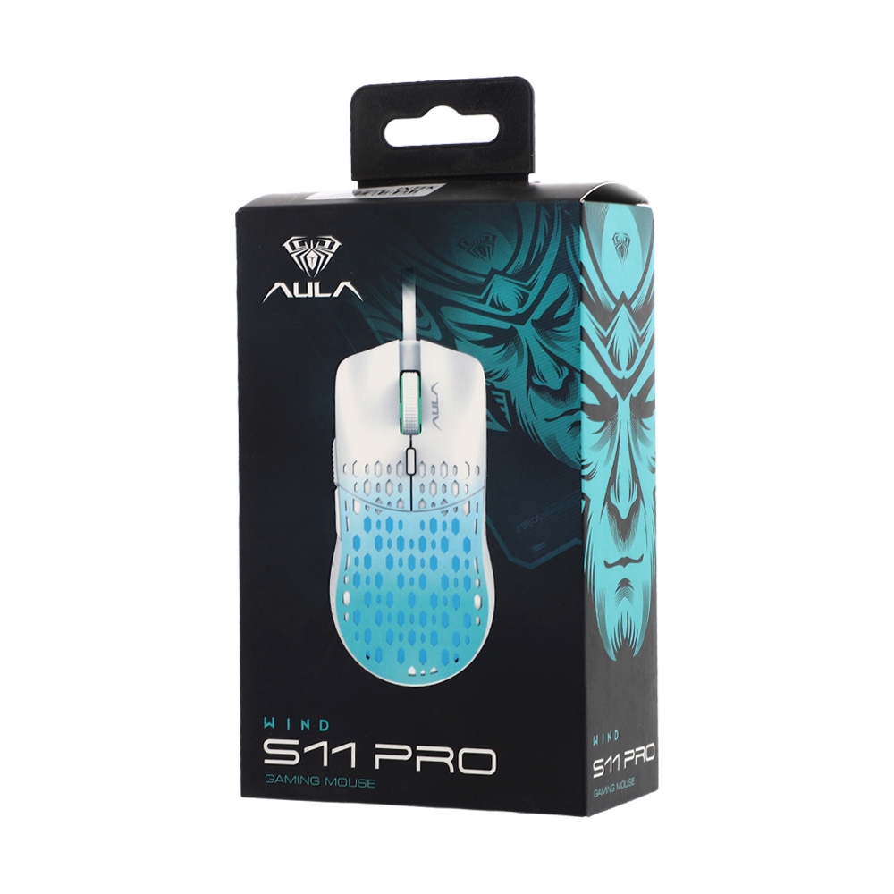 MOUSE AULA S11PRO WHITE GREEN (เมาส์สาย)