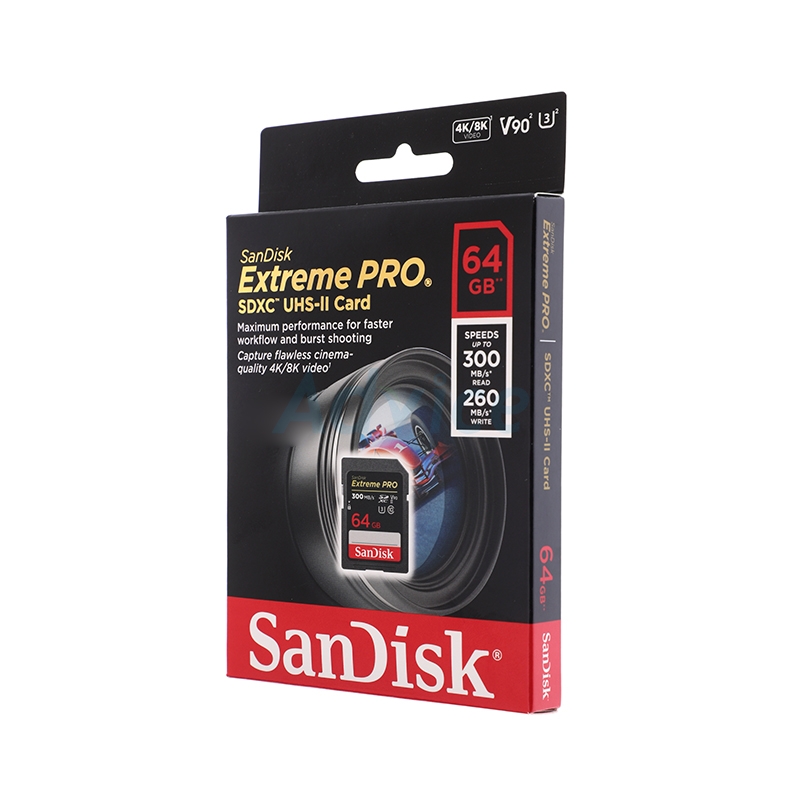 SD Card 64GB SANDISK Extreme Pro SDSDXDK-064G-GN4IN (300MB/s.)