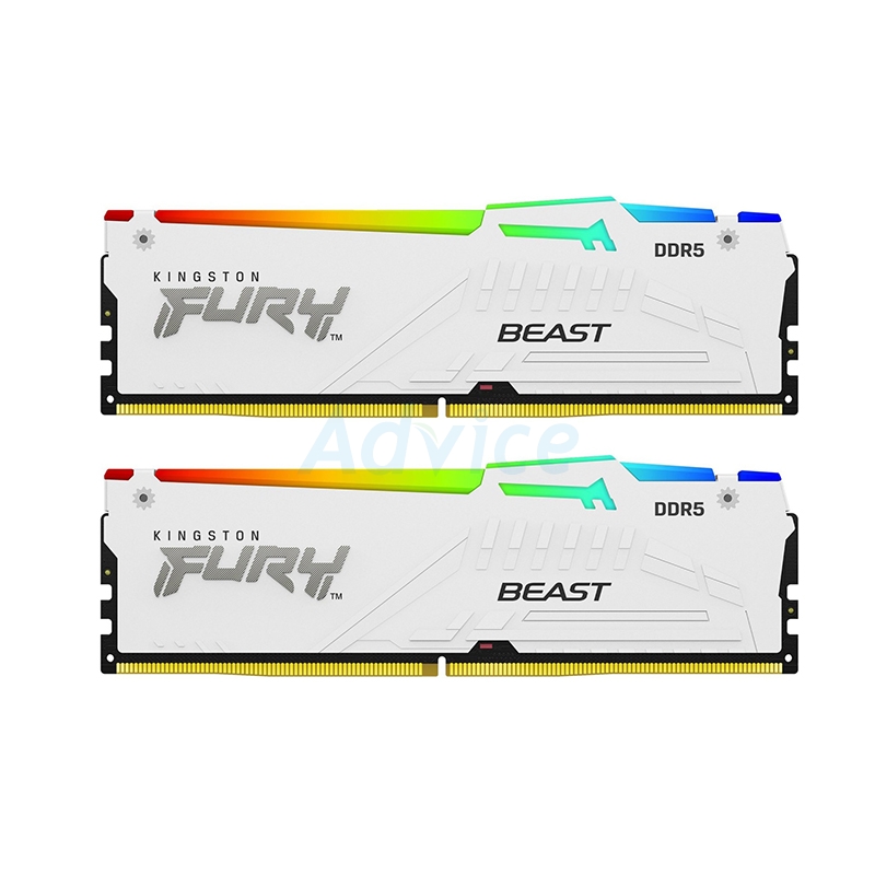 RAM DDR5(5600) 32GB (16GBX2) KINGSTON FURY BEAST WHITE RGB (KF556C40BWAK2-32)