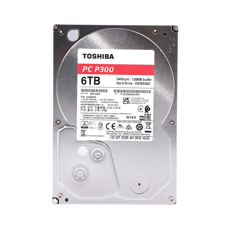 6 TB HDD TOSHIBA P300 (5400RPM, 128MB, SATA-3, HDWD260AZSTA)