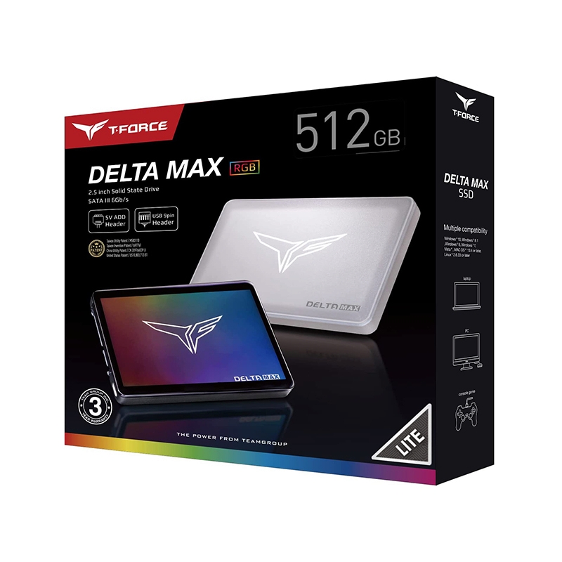 512 GB SSD SATA T-FORCE DELTA MAX LITE RGB WHITE
