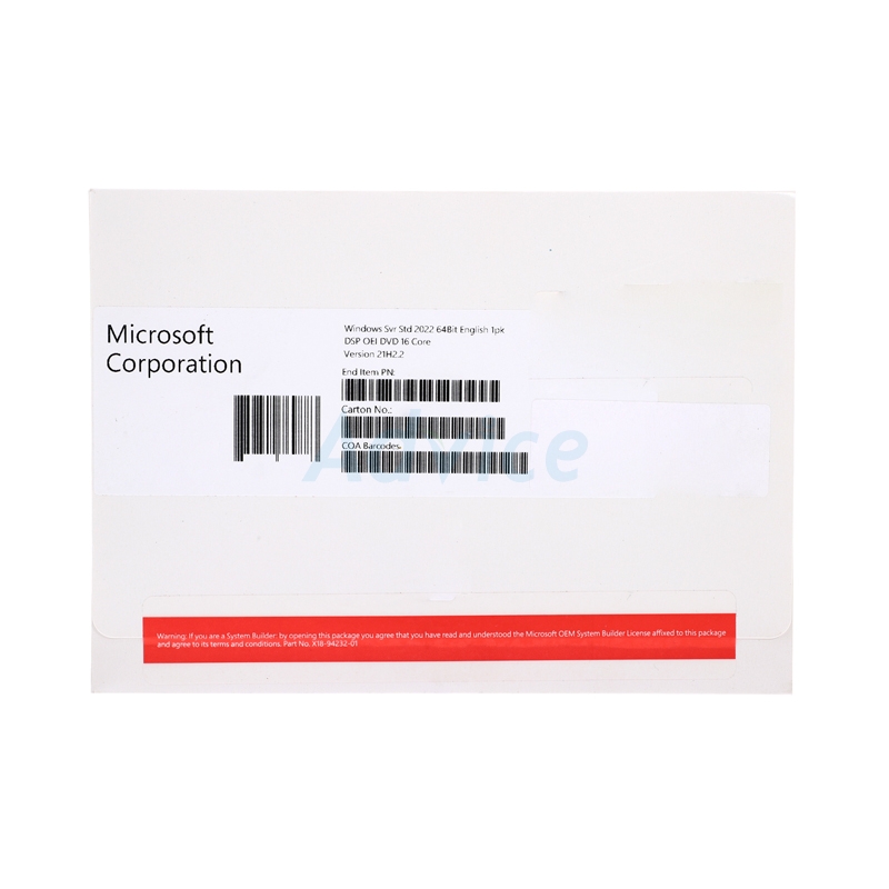 Microsoft Windows Server 2022 Standard OEM - Licence 16 Cœurs Anglais 64 Bits