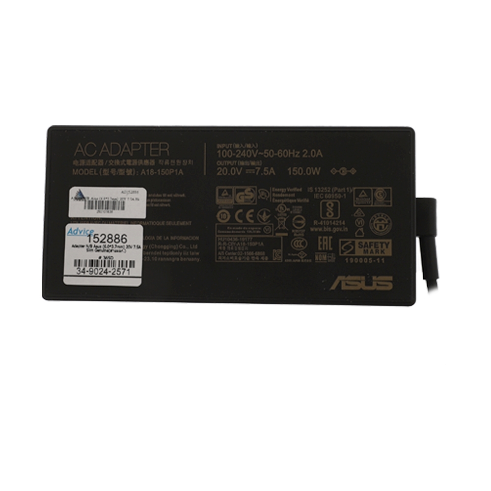 Adapter N/B ASUS (6.0*3.7mm) 20V 7.5A (150W) (Slim) GENUINE (สาย มอก.)