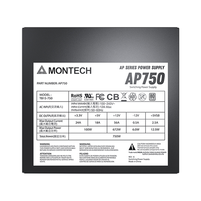 POWER SUPPLY (80+ WHITE) 750W MONTECH AP750