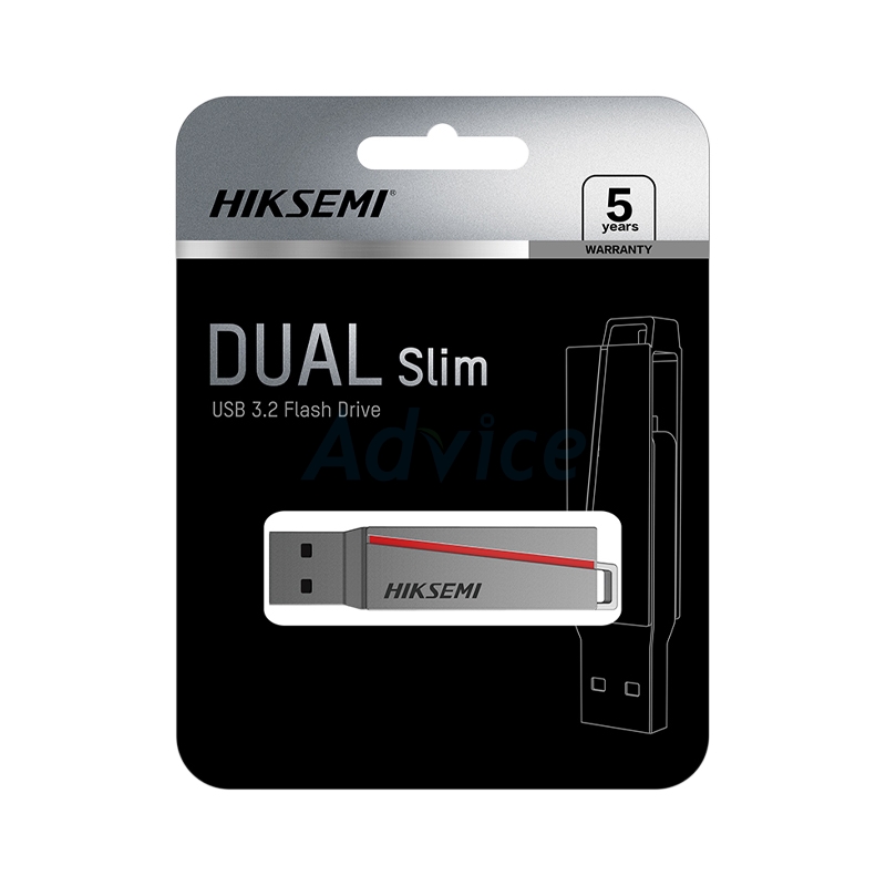 64GB Flash Drive HIKSEMI (Dual Slim) OTG Type-C Grey