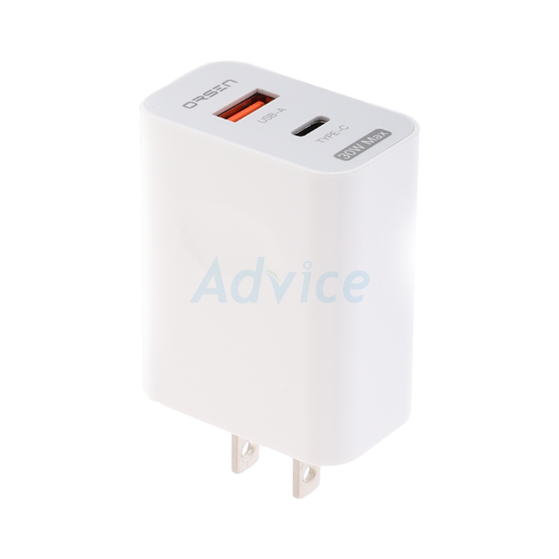 Adapter 2 Ports (1USB+1Type-C) Charger PISEN (30W,C15) White
