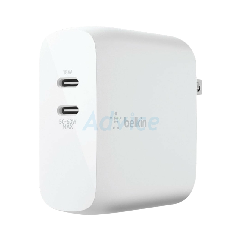 Adapter 2 Ports (Type-C) Charger BELKIN (30W,WCB010dqWHJP) White