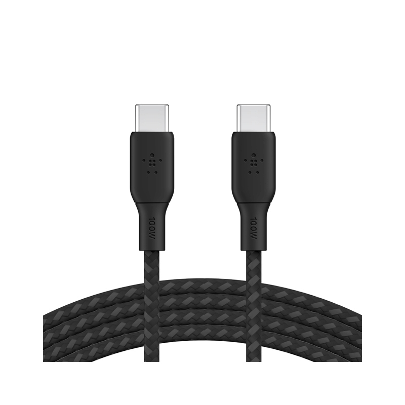 2M Cable Type-C To Type-C BELKIN (100W-Braided,CAB014bt2MBK) Black