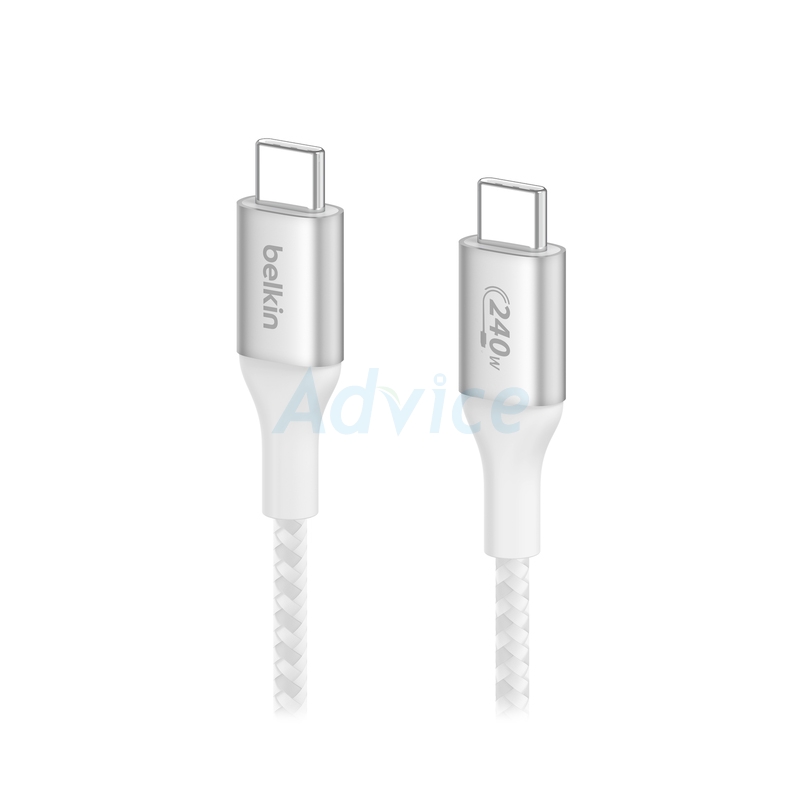 1M Cable Type-C To Type-C BELKIN (240W-Braided,CAB015bt1MWH) White