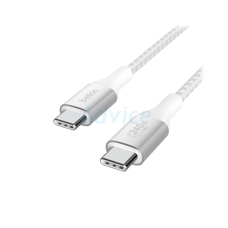 1M Cable Type-C To Type-C BELKIN (240W-Braided,CAB015bt1MWH) White