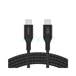 2M Cable Type-C To Type-C BELKIN (240W-Braided,CAB015bt2MBK) Black