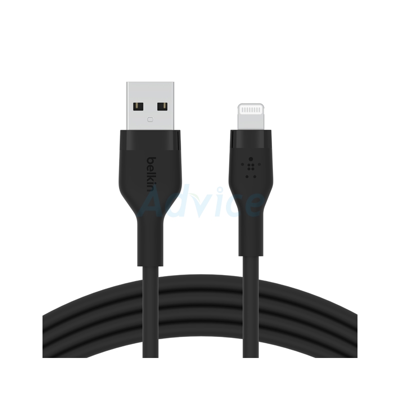 1M Cable USB To iPhone BELKIN (1M-Silicone,CAA008bt1MBK) Black