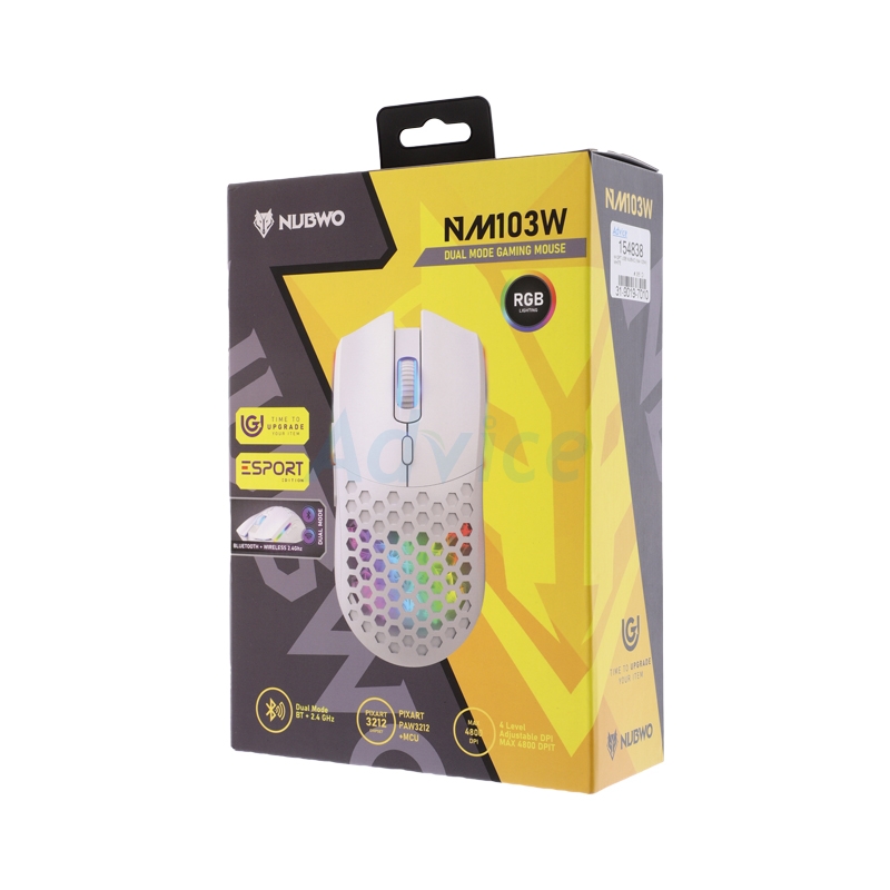 MOUSE WIRELESS BLUETOOTH NUBWO NM103W WHITE (เมาส์ไร้สาย)