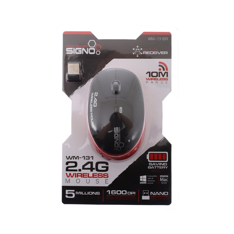 WIRELESS MOUSE SIGNO WM-131BR BLACK/RED