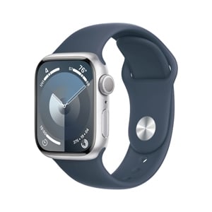 Apple Watch Series 9 GPS 41mm Silver Aluminium Case with Storm Blue Sport Band - S/M (MR903SA/A)