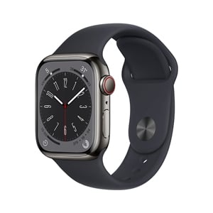 Apple Watch Series 8 GPS + Cellular 41mm Graphite Stainless Steel Case with Midnight Sport Band (MNJJ3TH/A)