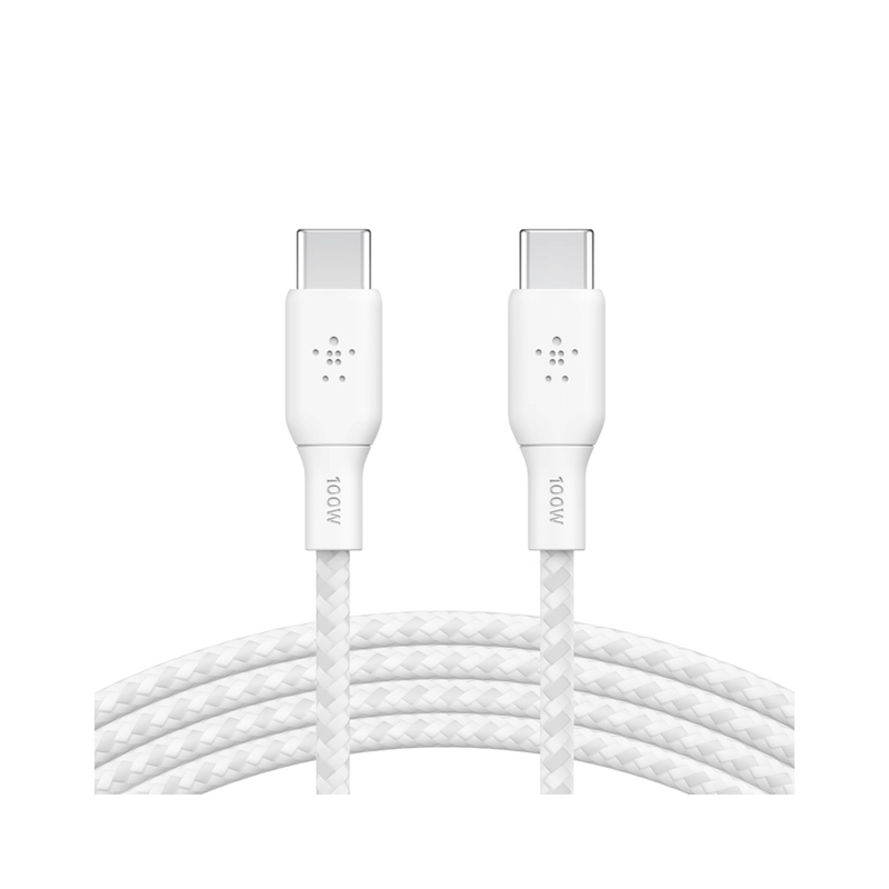 2M Cable Type-C To Type-C BELKIN (100W,Braided,CAB014bt2MWH) White
