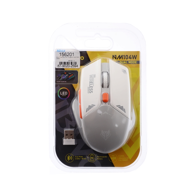 MOUSE WIRELESS BLUETOOTH NUBWO NM104W GRAY (เมาส์ไร้สาย)