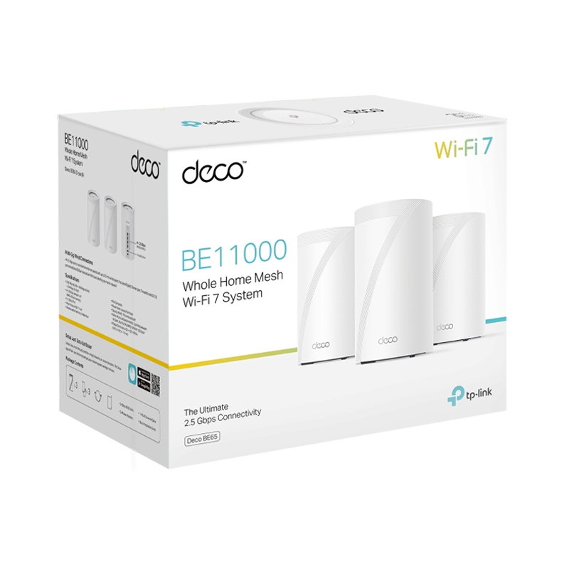 Whole-Home Mesh TP-LINK (Deco BE65) Wireless BE11000 Dual Band WI-FI 7 (Pack3)