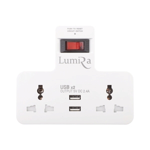 Adapter Universal Travel LUMIRA  (2Socket 1Switch+2USB+LP004)