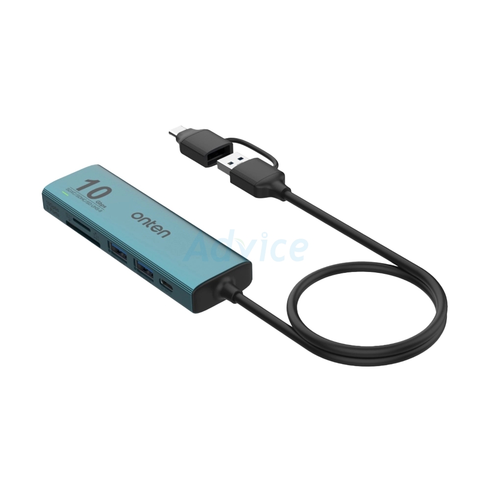 Usb 3p USB HUB 3P + Card Reader ONTEN (OTN-UCA613+) Green Type-C