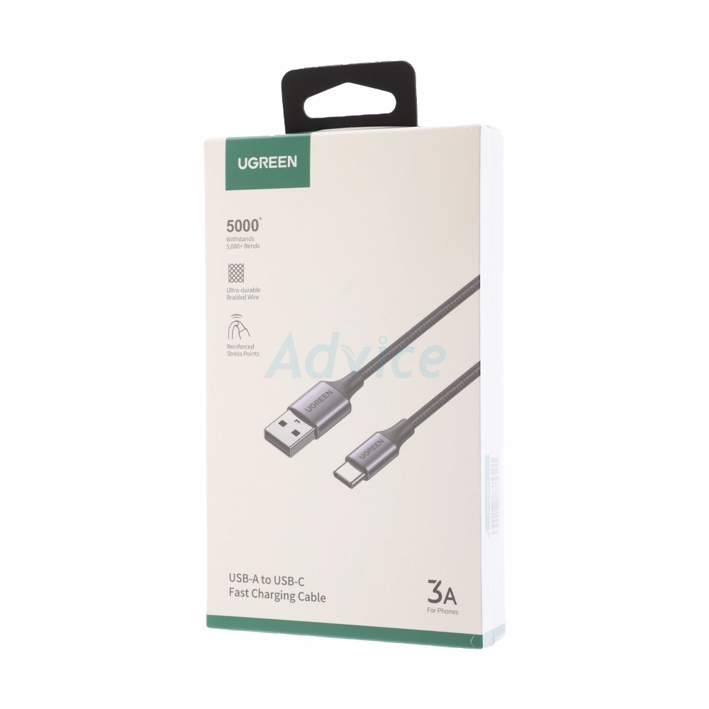1M Cable USB To Type-C UGREEN (Alu Gray, Nylon-60126) Black