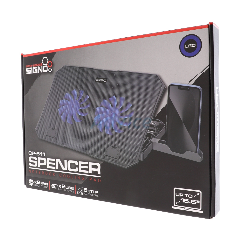 Cooler Pad (2 Fan) CP-511 Spencer SIGNO Black                                   