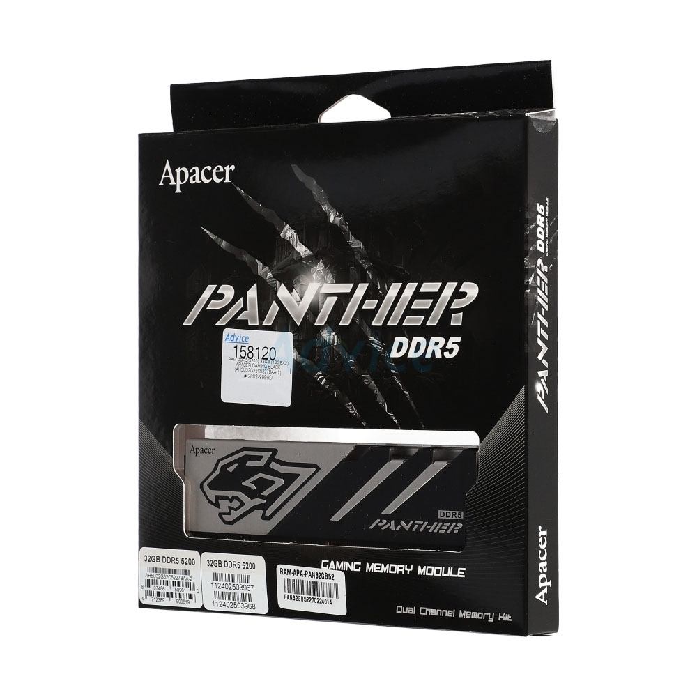 RAM DDR5(5200) 32GB (16GBX2) APACER GAMING BLACK (AH5U32G52C5227BAA-2)