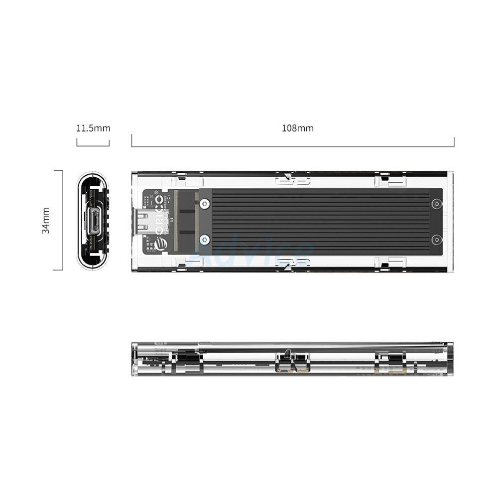 Enclosure M.2 ORICO-TCM2-10G-C3-BP-HW (Black)                                   