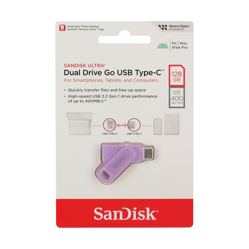 128GB Flash Drive SANDISK Ultra Dual Drive Go (SDDDC3-128G-G46) Type-C Lavender