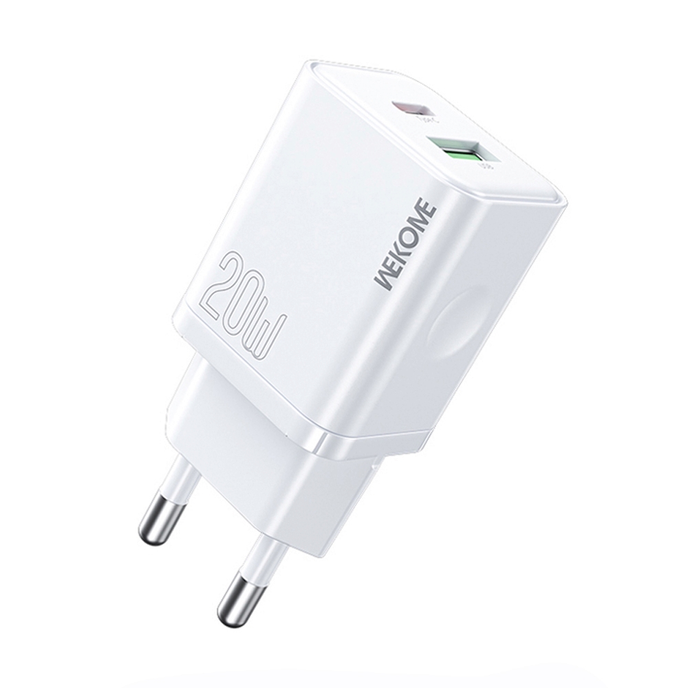Adapter 2 Ports (1USB+1Type-C) Charger WEKOME (20W,WP-U60) White