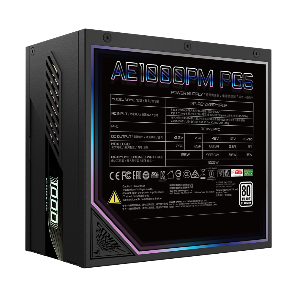 POWER SUPPLY (80+ PLATINUM) 1000W GIGABYTE AORUS P1000W (GP-AE1000PM PG5)