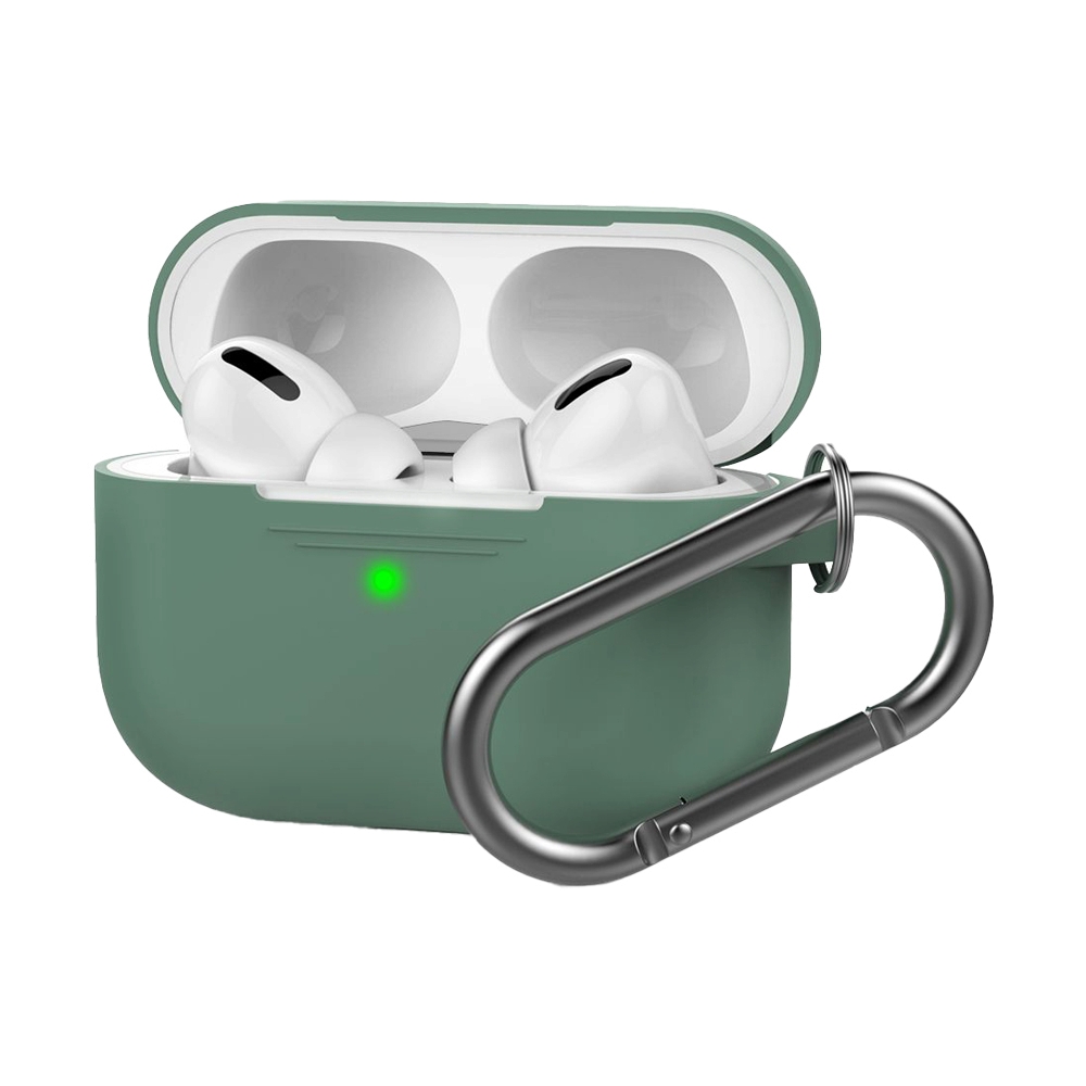 Case AirPods Pro1/2 Ahastyle Full cover Silicone Keychain Midnight Green