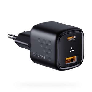 Adapter 2 Ports (1 USB + 1 Type-C) Charger VOLTME (30W,V2015TH) Black