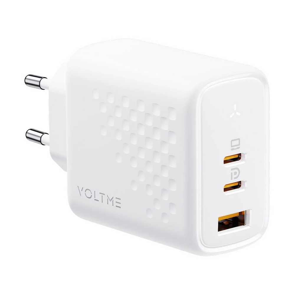 Adapter 3 Ports (1 USB + 2 Type-C) Charger VOLTME (67W,V2024V1TH) White