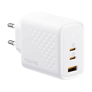 Adapter 3 Ports (1 USB + 2 Type-C) Charger VOLTME (67W,V2024V1TH) White