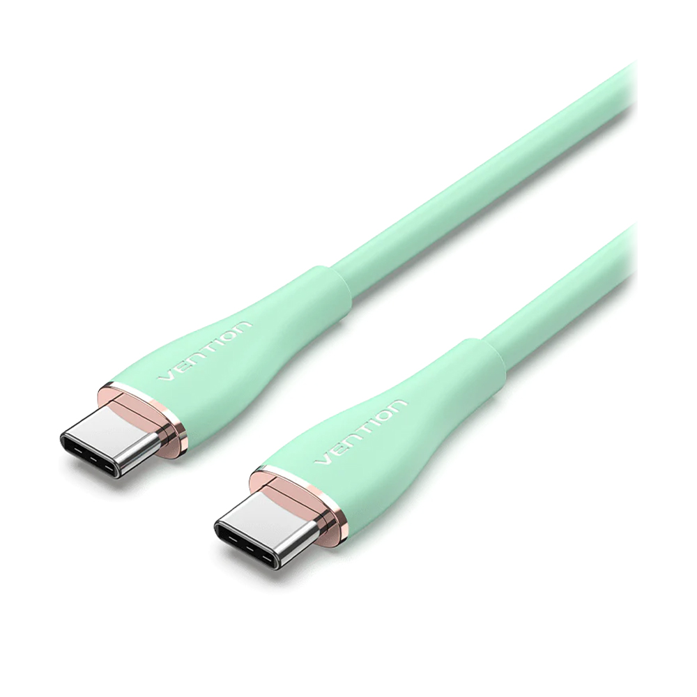 1M Cable Type-C TO Type-C VENTION (100W,Silicone Type) Light Green