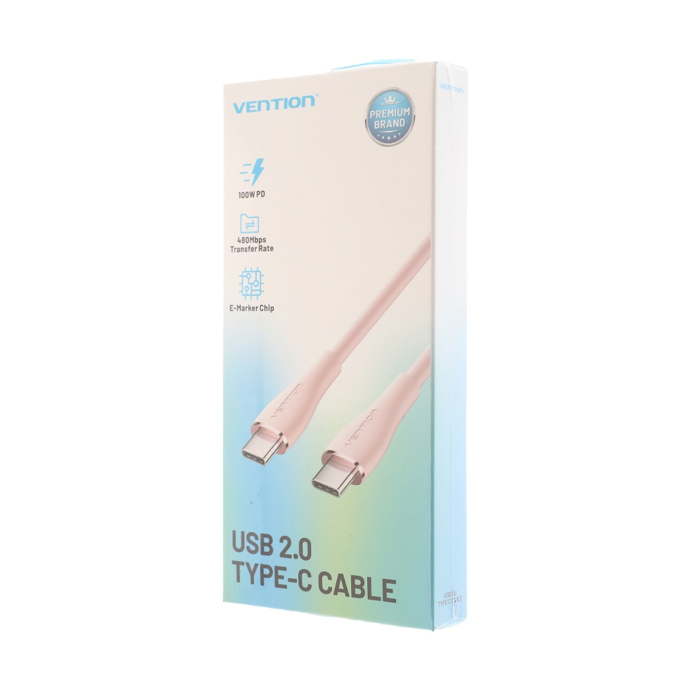 VENTION สายชาร์จ Type-C To Type-C 100W 1M Pink (Silicone Type)