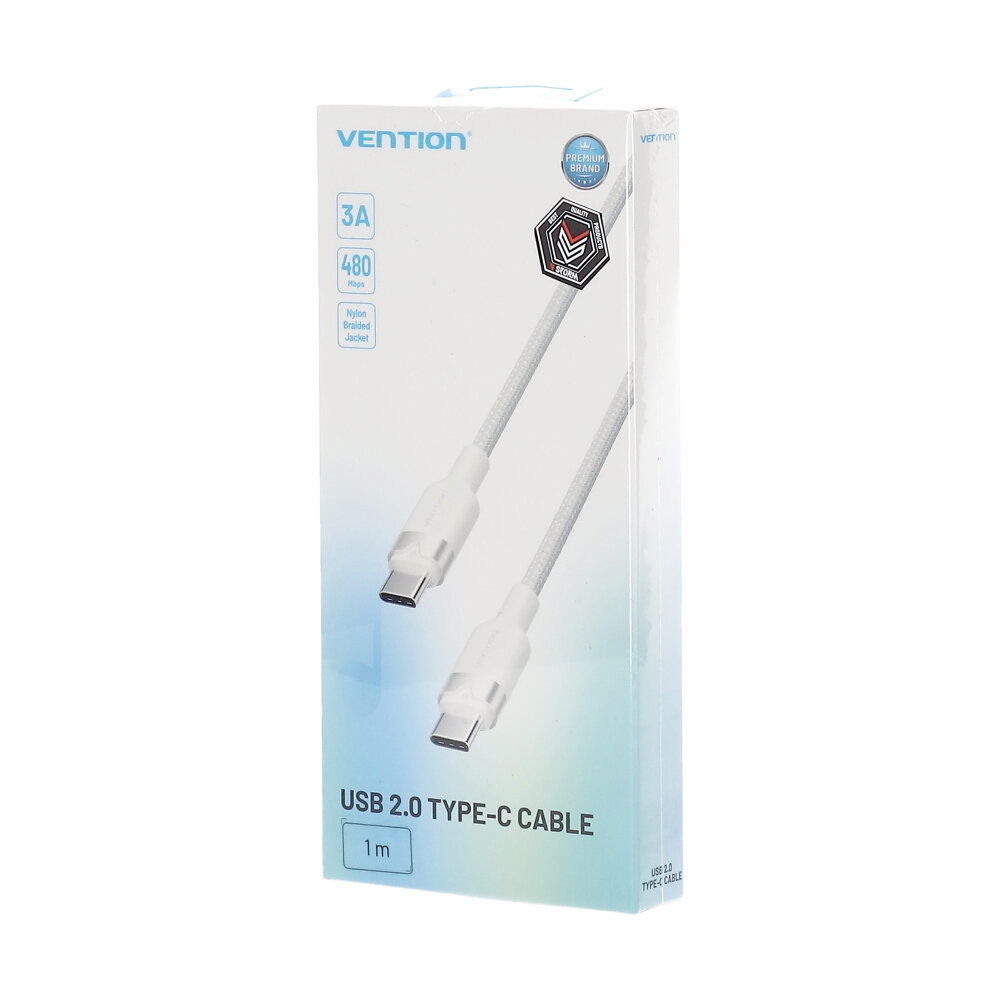 VENTION สายชาร์จ Type-C To Type-C 60W 1M White (Aluminum Alloy Type)