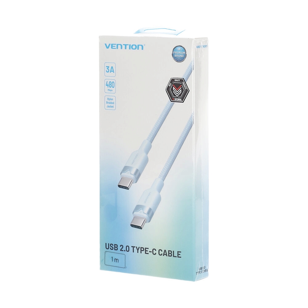 VENTION สายชาร์จ Type-C To Type-C 60W 1M Blue (Aluminum Alloy Type)