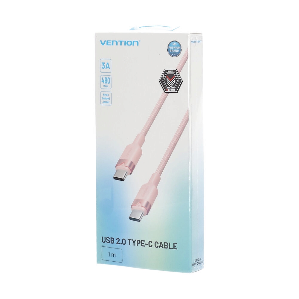 VENTION สายชาร์จ Type-C To Type-C 60W 1M Pink (Aluminum Alloy Type)