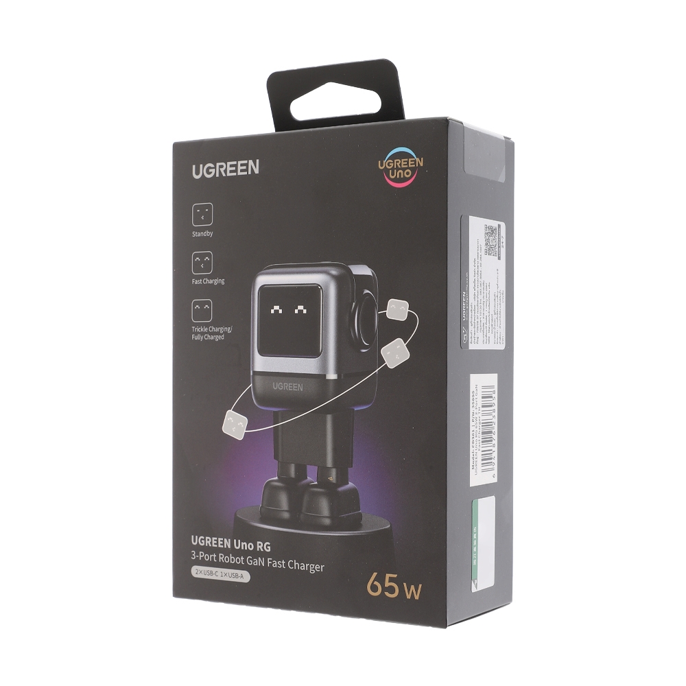 Adapter 3 Ports (1 USB + 2 Type-C) UGREEN RoboGaN (65W,35895) Grey