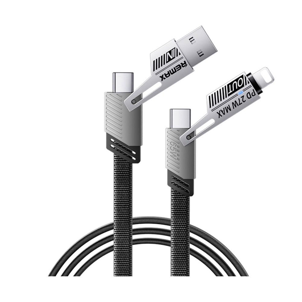 1M Cable 2in2 (Type-C + USB To Type-C + iPhone) REMAX (RC-C189) Black           