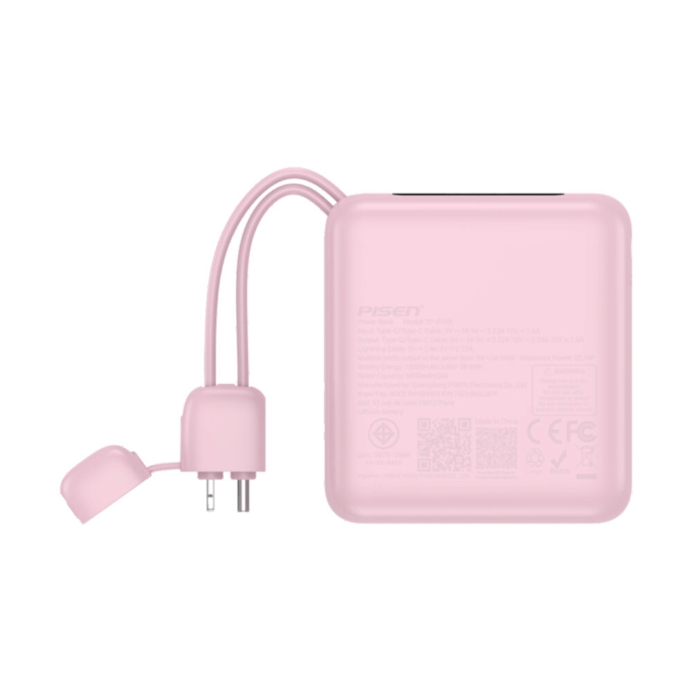 POWER BANK 10000 mAh PISEN (22.5W,TP-D105) Pink