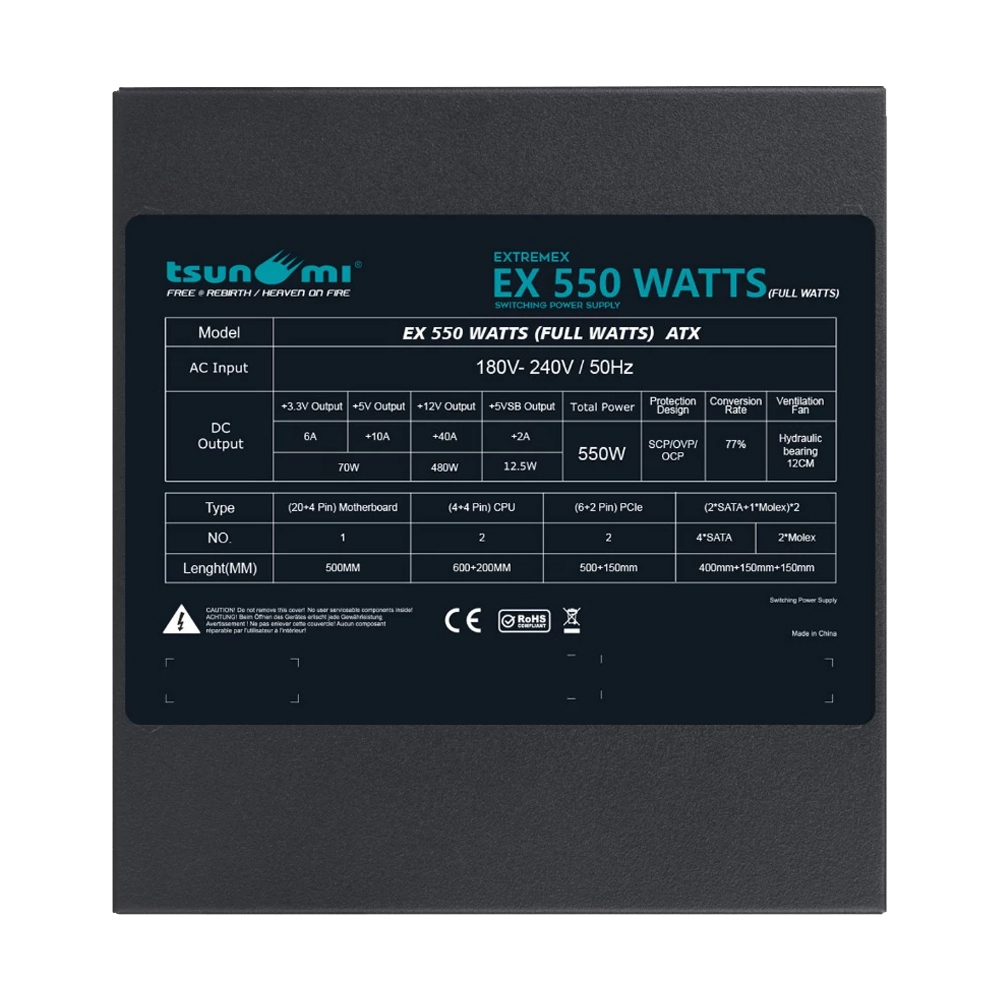 POWER SUPPLY (FULL) 550W TSUNAMI EXTREMEX EX550